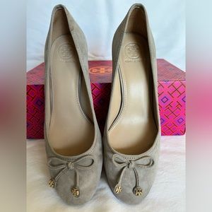 Tory Burch Taupe Suede Heels